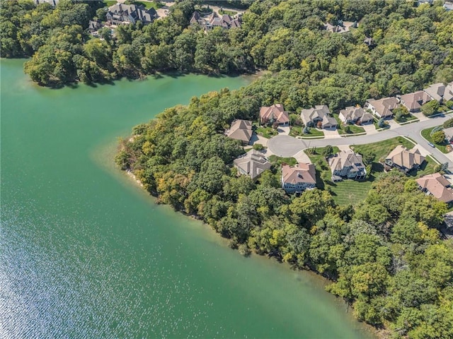 aerial view with a water view and a residential view