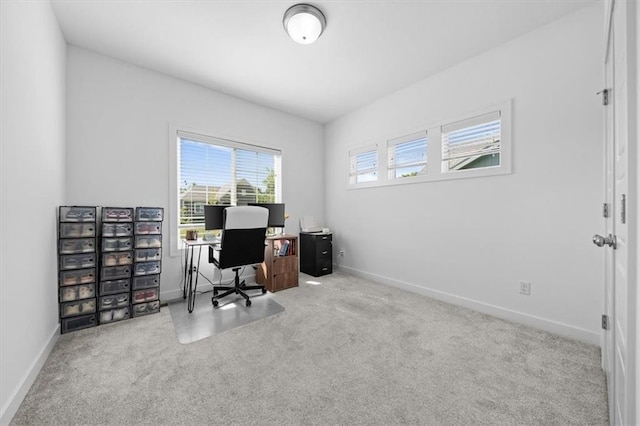 office with carpet floors and baseboards