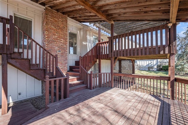 wooden terrace with stairs