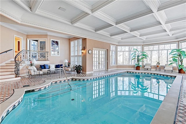 pool with french doors