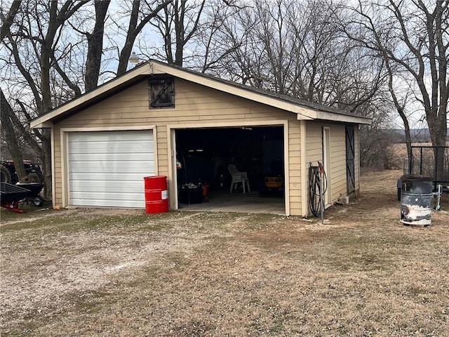 view of detached garage