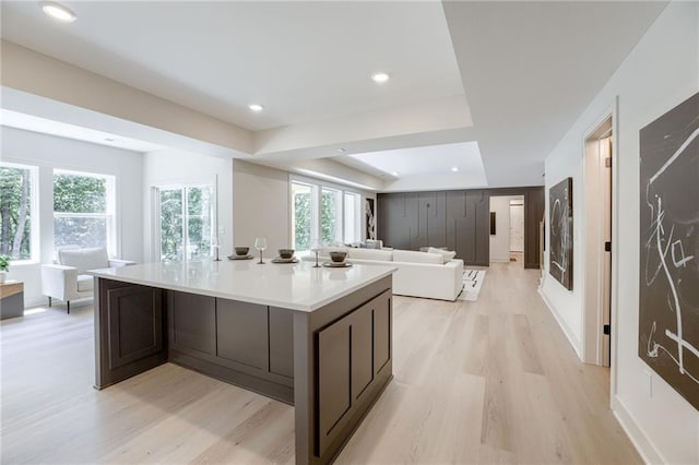 12435 NW Arbor Way, Platte City, MO 64079 - kitchen featuring light wood-style floors, healthy amount of natural light, open floor plan, and recessed lighting