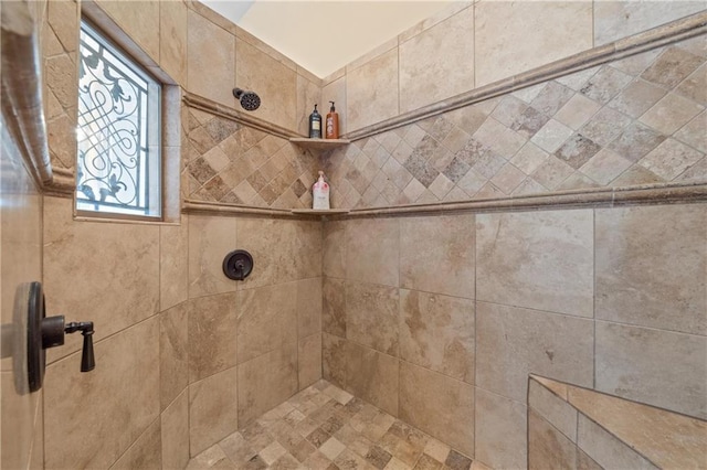 room details featuring a tile shower