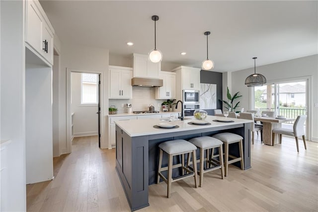 12455 N Arbor Way, Platte City, MO 64079 - kitchen featuring stainless steel appliances, under cabinet range hood, healthy amount of natural light, white cabinetry, and recessed lighting