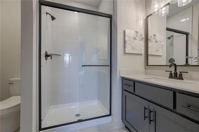 12455 N Arbor Way, Platte City, MO 64079 - full bathroom with a stall shower, vanity, and tile patterned floors