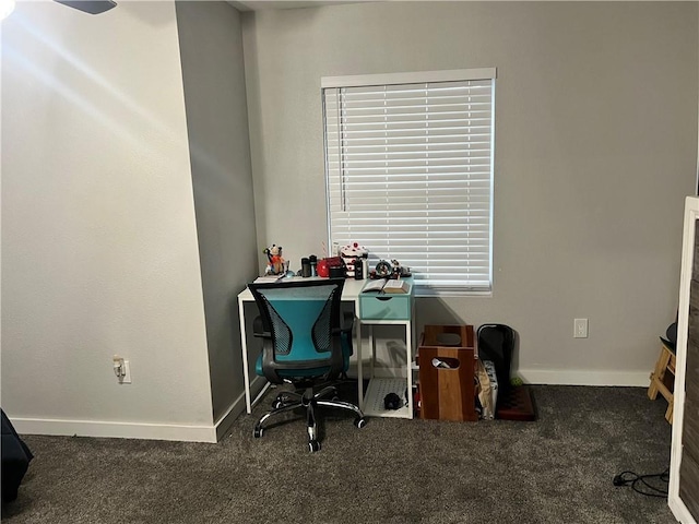 office space with carpet flooring and baseboards