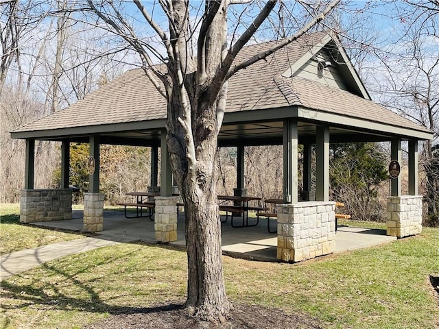 view of community with a gazebo and a yard