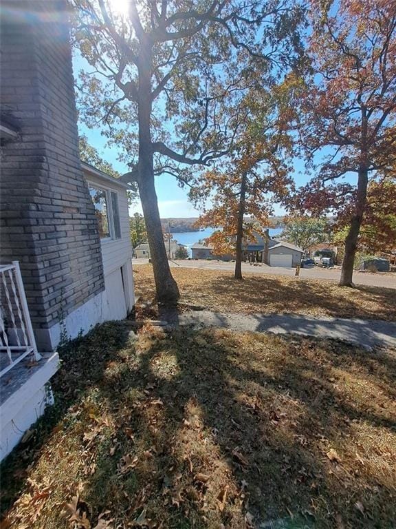 view of yard with a water view