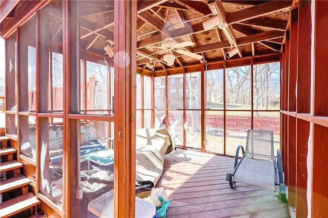 view of unfurnished sunroom