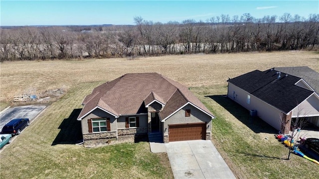 drone / aerial view with a rural view