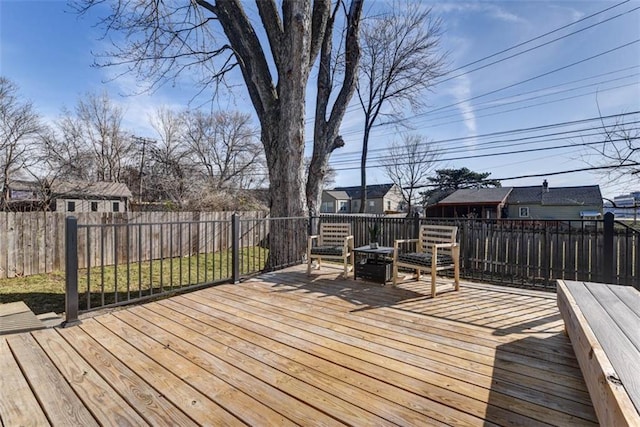 deck featuring fence private yard