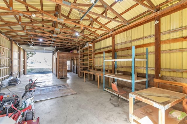 garage featuring metal wall