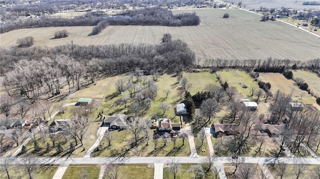 bird's eye view with a rural view