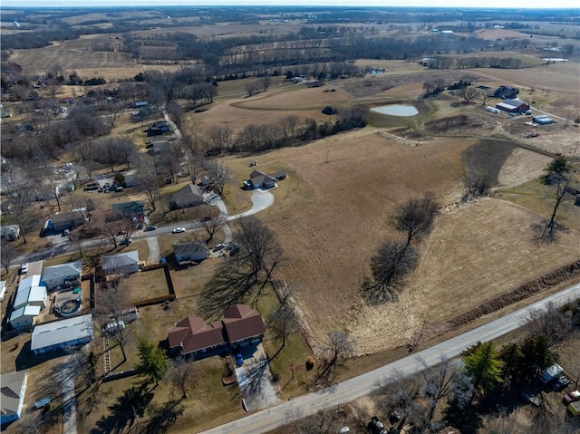 aerial view featuring a rural view