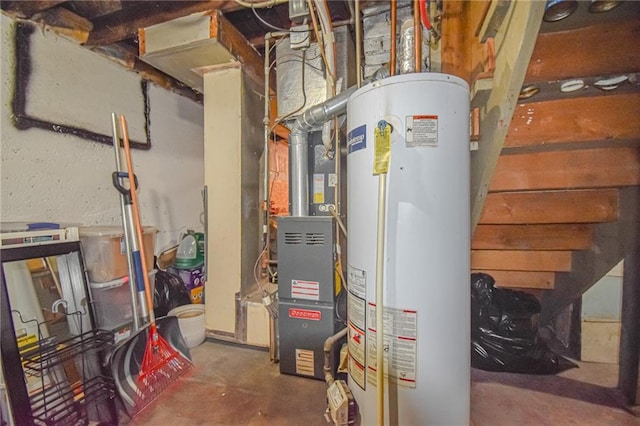 utility room featuring gas water heater