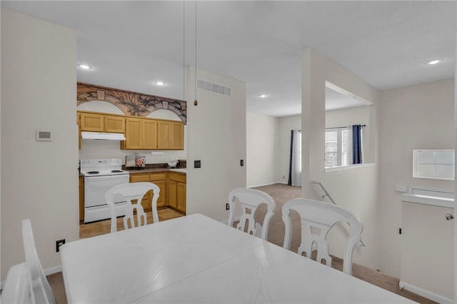 dining space featuring recessed lighting, baseboards, and visible vents