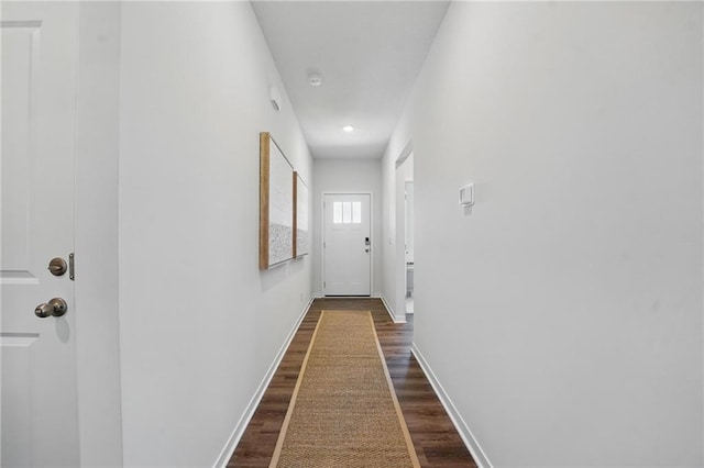 7802 NE 107th Ter, Kansas City, MO 64157 - corridor featuring dark wood finished floors, baseboards, and recessed lighting