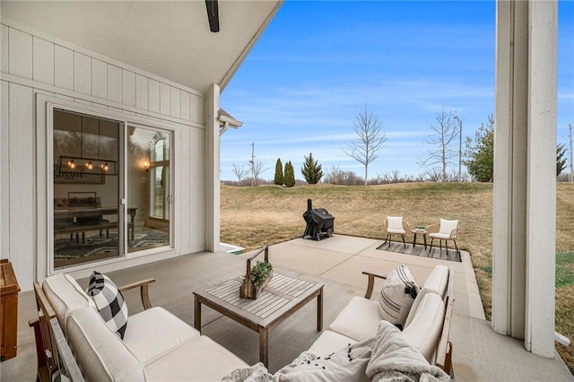 view of patio with an outdoor living space