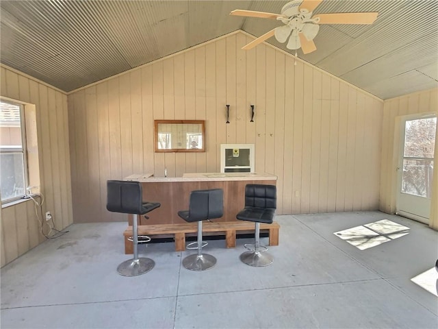 interior space with a ceiling fan