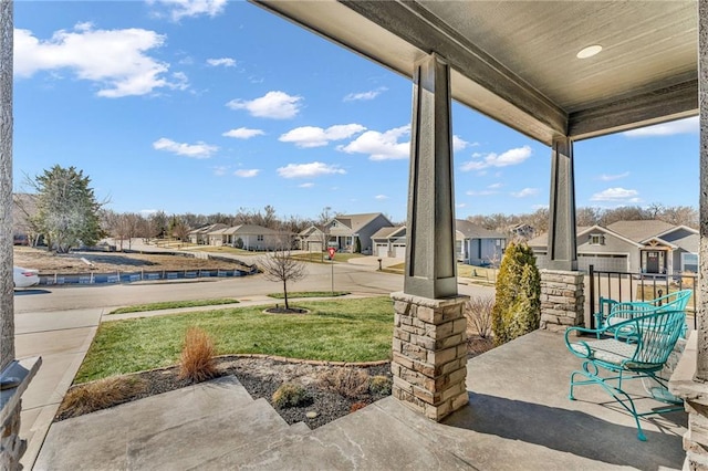 view of patio / terrace featuring a residential view