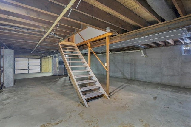 view of unfinished basement