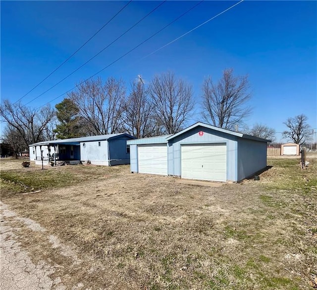 view of detached garage