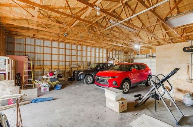 garage with metal wall