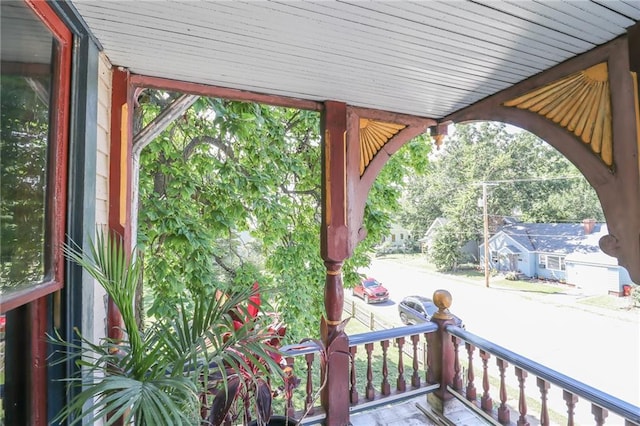 wooden terrace with covered porch