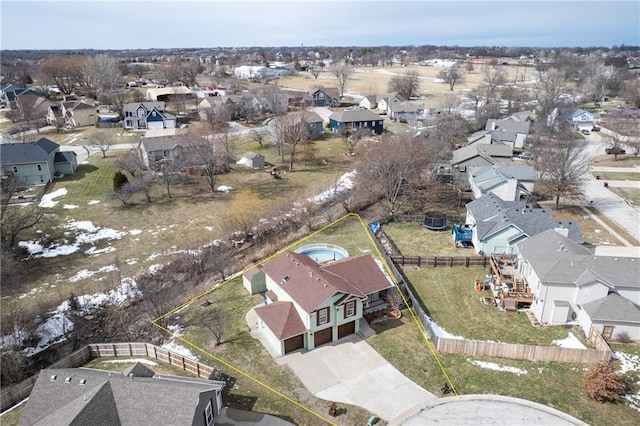 bird's eye view featuring a residential view