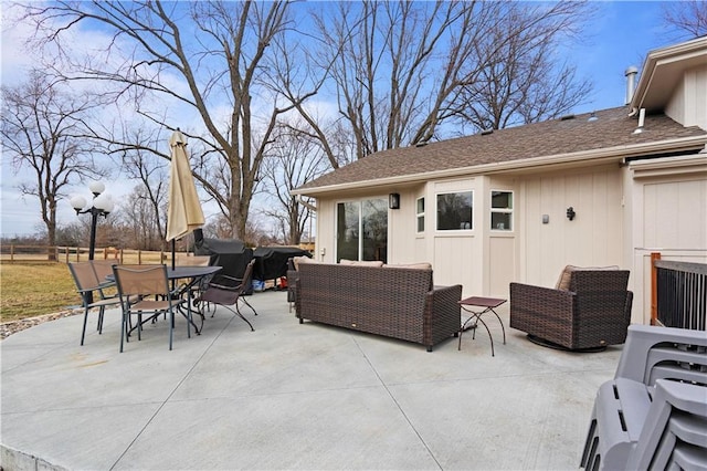 view of patio / terrace with fence and outdoor lounge area