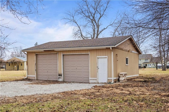 view of detached garage