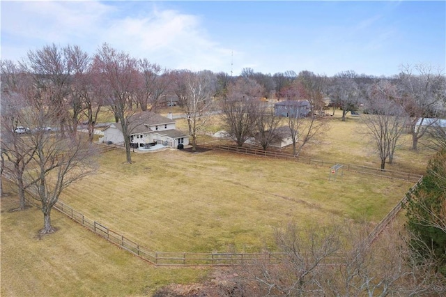 aerial view featuring a rural view