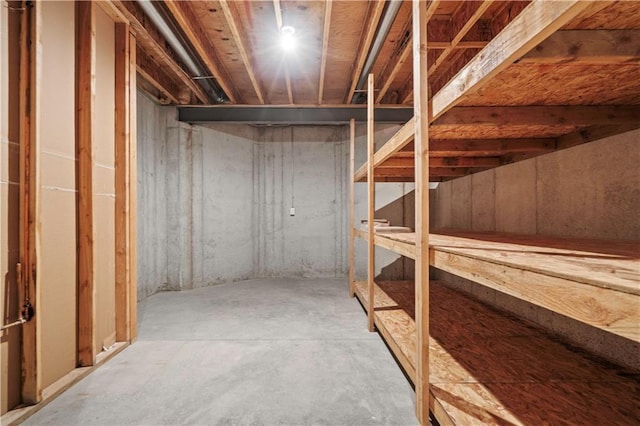 view of unfinished basement