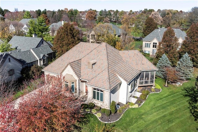 drone / aerial view with a residential view