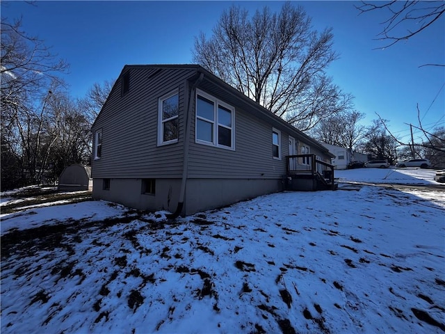 view of snow covered property