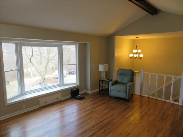 24243 Sandusky Rd, Tonganoxie, KS 66086 - unfurnished room featuring a chandelier, wood finished floors, and plenty of natural light
