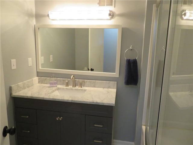 24243 Sandusky Rd, Tonganoxie, KS 66086 - full bathroom with an enclosed shower and vanity