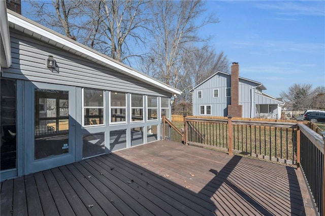 deck featuring a sunroom