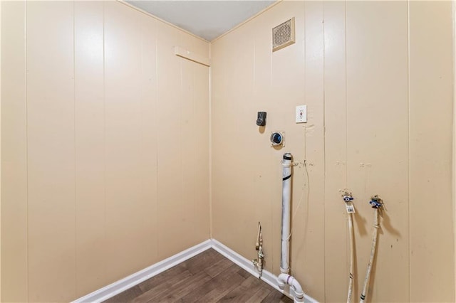 6418 E 150th St, Grandview, MO 64030 - laundry room with dark wood finished floors, hookup for a washing machine, and hookup for an electric dryer