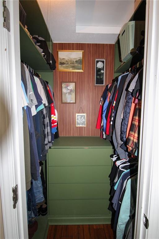 walk in closet featuring wood finished floors