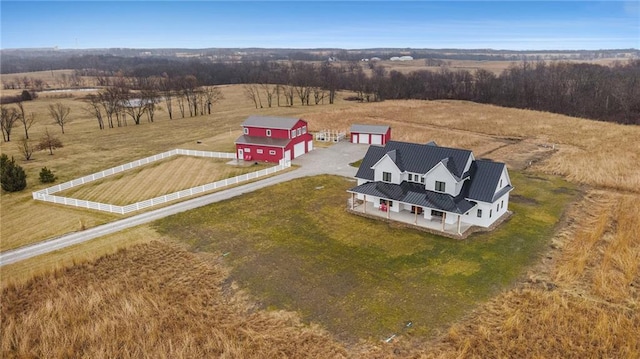 aerial view with a rural view