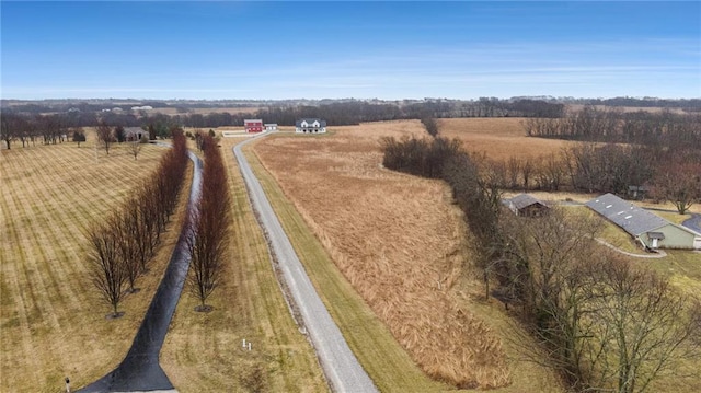 bird's eye view with a rural view