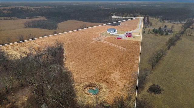 aerial view featuring a rural view