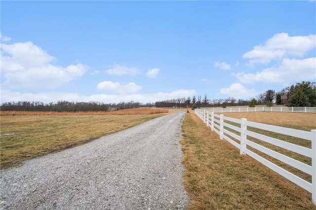 view of road with a rural view