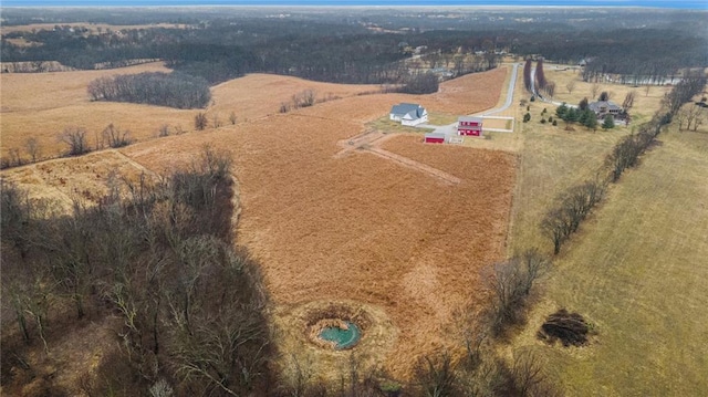 bird's eye view with a rural view