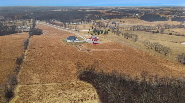 drone / aerial view with a rural view