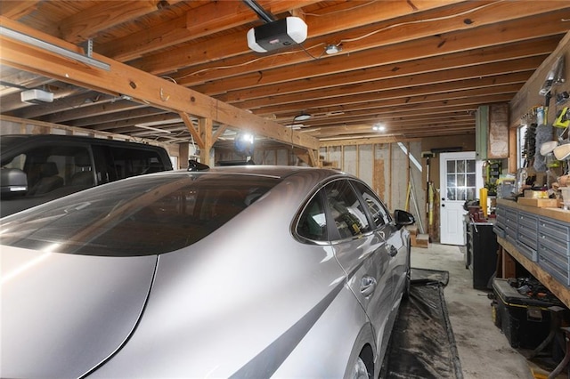 garage with a garage door opener