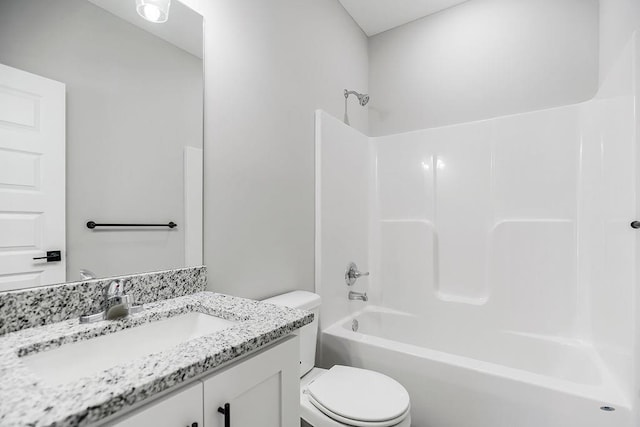 full bathroom with toilet, shower / bath combination, and vanity