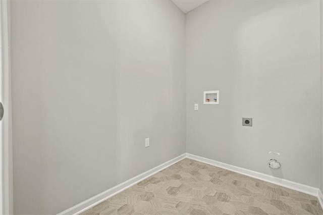 laundry room featuring washer hookup, laundry area, electric dryer hookup, and baseboards