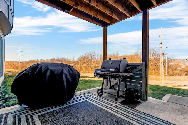 view of patio with a grill